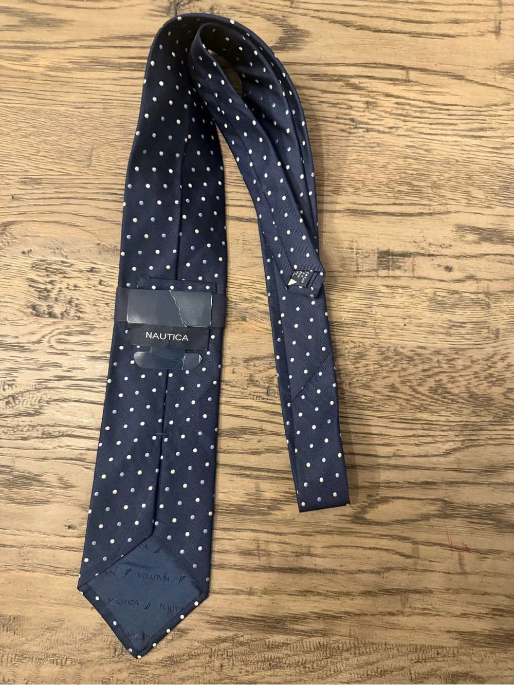 Nautica Navy Tie with White Polka Dots